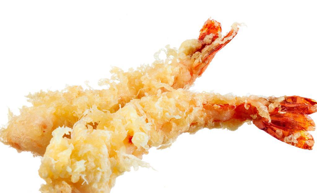 Tempura Shrimp (3) · Plump shrimp with a light, crispy, golden fried tempura batter.