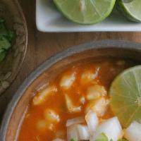 Menudo · Family recipe, Mexican soup made with tripe (beef stomach), hominy, chile peppers, onions, c...