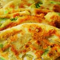 Green Onion Pancake · sweet & spicy dipping sauce, green onion, wheat flour, salt, veg oil, spice