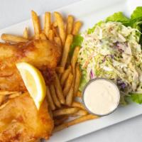 Fish & Chips · A house specialty. Natural cold water Atlantic Cod, battered in our house made beer batter, ...