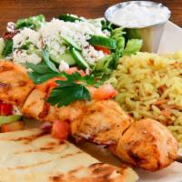 Kids Souvlaki Plate · Chopped Salad - Tzatziki - Pita Bread