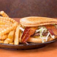 Bacon Sourdough Burger - Double   · Two 1/3 Lb Patty, Sourdough Bun, 3 Strips Bacon, Lettuce, Tomatoes, Onions, Pickles, Ketchup...