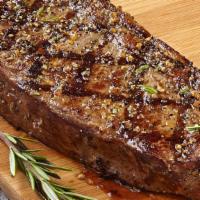 New York Strip (12 Oz.) · The steak lovers cut. Lean, juicy, and tender. Choice of side included. 830 Calories.