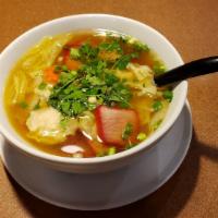 Ba Mee Wonton Soup · Yellow noodle with moo dang and ground pork