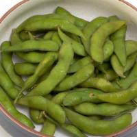 Edamame · Steamed young soybeans, served salted in their pods