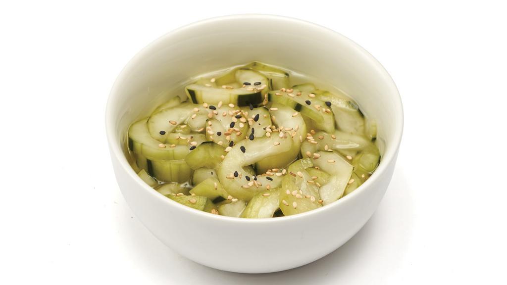 Sunomono (Cucumbers) · Refreshing, lightly pickled cucumbers, garnished with sesame seeds