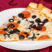 Pepperoni & Olives · Marinara sauce, Mozzarella cheese, pepperoni, black olives.