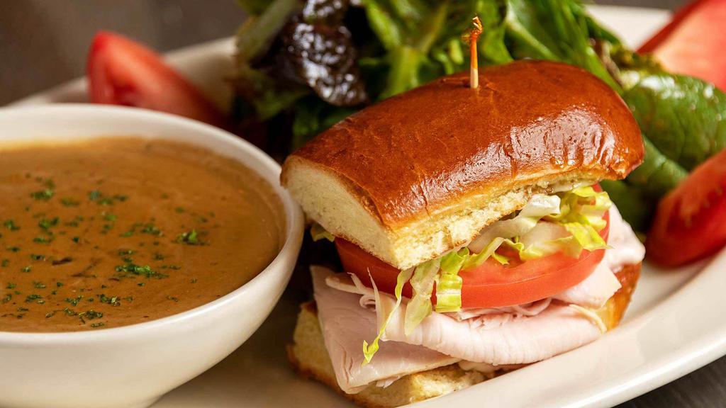 Renee’S Fresh Turkey Sandwich Special · One-Half of a Freshly Roasted Turkey Sandwich, a Cup of Our Soup and a Small Green Salad.