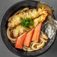 Udon Soup · Thick wheat flour noodles with a hint of fish broth and soy. No egg.