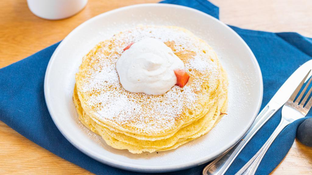 Plain Jane · Buttermilk pancakes, macerated berries & whipped cream