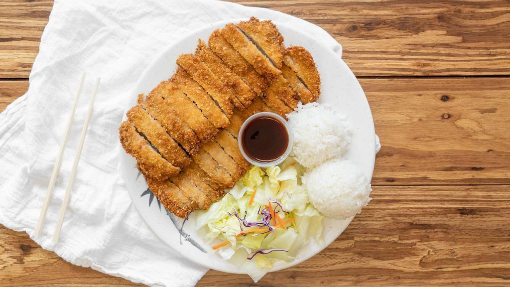 Chicken Katsu · Served with rice and salad