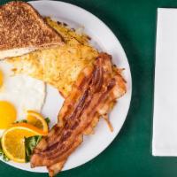 Casino Special · Choice of three;
two pancakes 
one biscuit and gravy
one French toast 
two eggs any style 
t...