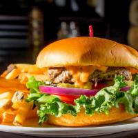 Forum Burger · Six ounce. Pressed  chuck brisket beef patty served on buttery brioche bun with the forum’s ...