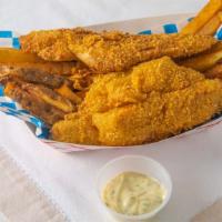 Fish N Chips · Your choice of cod or catfish.