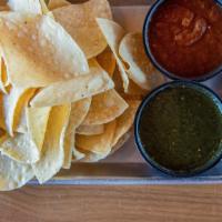 Chips & Salsa · House-made tortilla chips. Served with green salsa & red salsa.