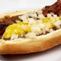 Detroit Coney · Loaded with hot dog chili sauce made in Michigan, chopped white onions, mustard and beef and...