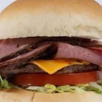Jr Astro · 1/4 lb hamburger with cheese include dressing, lettuce, tomato, & onions.