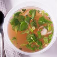 (Bò) Beef Pho · Beef noodle soup with rice noodles, scallions, cilantro, served in chau's secret 24-hour bee...