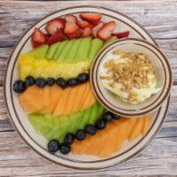 The Fruit Plate · Assorted fruit melon, strawberry, pineapple, honeydew and plain yogurt topped with granola a...