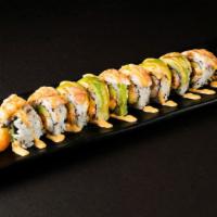 Shrimp Killer Roll · Shrimp tempura, crab salad, avocado topped with steamed shrimp, avocado, spicy mayo and unag...