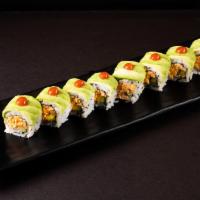 911 Roll · Spicy crab salad, cucumber topped avocado with hot sauce.