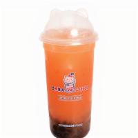 Watermelon Tea Slush (24 Oz) · Fresh cut watermelon blended with green tea and topped with crystal boba