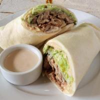 Chicken Wrap · Original hummus, grilled chicken marinade with garlic, lemon juice and traditional spices, s...