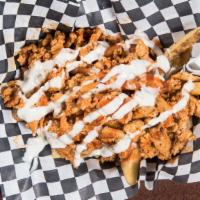 Buffalo Chicken Cheese Fries · Our delicious fries topped with grilled chopped chicken breast, sauted in buffalo sauce and ...