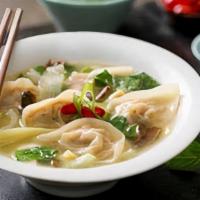 Wonton Soup · Hong Kong style chicken broth soup with ground pork