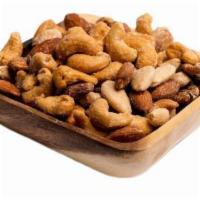 Salted Nuts · 1lb bag- Roasted salted mixed nuts- almonds, pecans, and cashews.