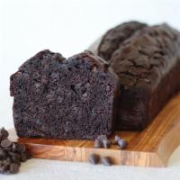 Double Chocolate Bread · Moist chocolate bread infused with rich chocolate chips. Full large loaf ready to slice as y...