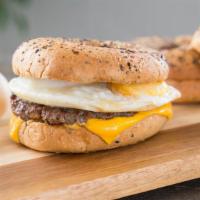 Canyon Bake House Gluten Free Bagel Sandwich · Fresh bagel with a choice of meat and served with an egg and cheddar cheese spread.