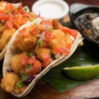 Shrimp Tacos · Grilled, blackened, or fried shrimp, red cabbage, pico de gallo, jalapeno ranch dressing, wh...
