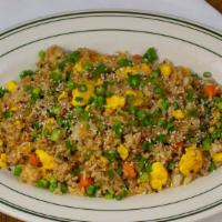 Fried Rice · Fried rice with onion, broccoli, carrot, celery, peas, scallion, and egg