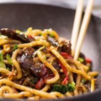 Sesame Noodle Yakisoba (Mild Spicy) · housemade organic noodle, nappa cabbage, carrots, kale, peruvian pepper, spring onion, fried...