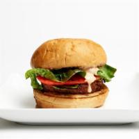 Impossible Burger · Impossible plant-based patty, Gotham Greens butter lettuce, heirloom tomatoes, caramelized o...
