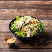 Caesar Salad · Crisp romaine lettuce, Caesar dressing, Parmesan cheese, house-made croutons. Add chicken fo...
