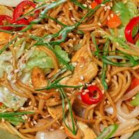 Stir Fried Noodles  · with  add on  choice of  vegetables/tofu/chicken/shrimp