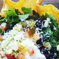 Taco Salad · Romaine, roasted peppers, black beans, monterey jack, guacamole, sour cream, tortilla bowl, ...