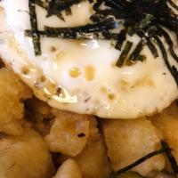 Tofu Bibimbap · mixed veggies,egg, rice,fried tofu
vegetarian dish available without egg