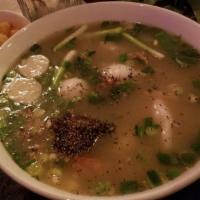 Cháo Hải Sản - Seafood Porridge · Shrimp, fish, squid and fish ball.