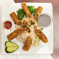 Chả Giò Chay - Vegetarian Egg Rolls (6) · Now Pho's favorite dish. Egg rolls are filled with tofu, bean curd, veggie ham, bean threads...