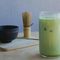 Iced Matcha Latte · Organic Matcha Tea powder whisked up and combined with Milk of choice and ice. Make it sweet...