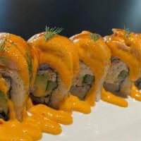 El Jefe Roll · California roll, topped with salmon, spicy mayo, eel sauce and green onion all seared for a ...