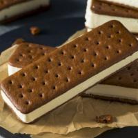 Ice Cream Sandwich · Creamy vanilla ice cream coated by a thick chocolate crust.