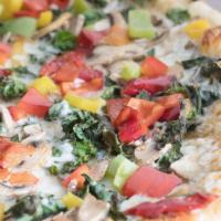 Ring My Bell Pizza · Caramelized onion sauce, kale, mama lil's peppers, mushroom and bell pepper medley. All non-...