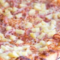 Aloha Pizza · Pineapple and natural ham. All non-vegan pies come with whole milk mozzarella.