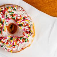 Vanilla Sprinkles Cake Donut · 