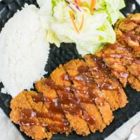 Chicken Katsu · Japanese deep fried chicken cutlet.
(we put the sauce on the meat unless you let us know)