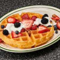 Parfait Waffle · belgian waffle topped with greek vanilla yogurt, fresh fruit and granola